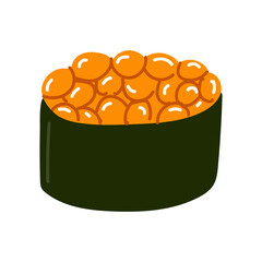 Sushi with red caviar on a white background. Japanese cuisine.