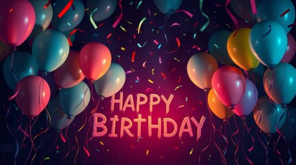 happy birthday card with balloons