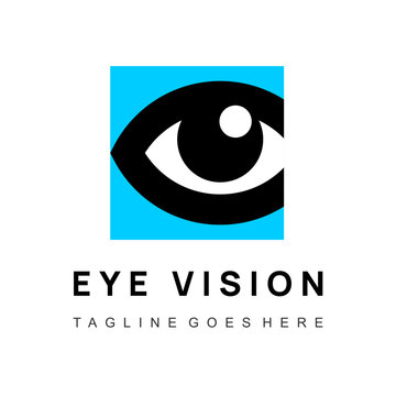 Minimal optometry logo with stylized eye symbol in clean vector design