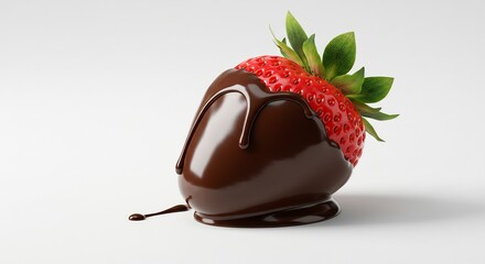 艶やか光沢 チョコレートがけ いちご 甘く輝く誘惑. AI Generated