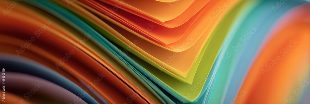 Poster colorful layered paper sheets creating a vibrant abstract pattern in natural light