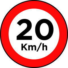 Speed Limit 20 kmh Traffic Sign Vector