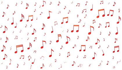 Red musical notes on white background