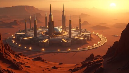 A futuristic greenhouse on Mars, transparent biodome filled with thriving green plants, astronauts managing automated hydroponic systems, red rocky desert outside