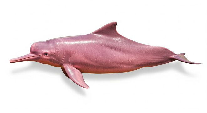 Majestic Pink River Dolphin in a Natural Pose on an Isolated transparent background