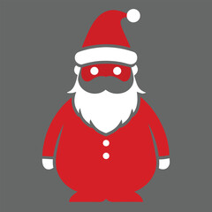 Stylized Red and White Icon of Santa Claus with a Large Beard and Mustache Christmas holiday