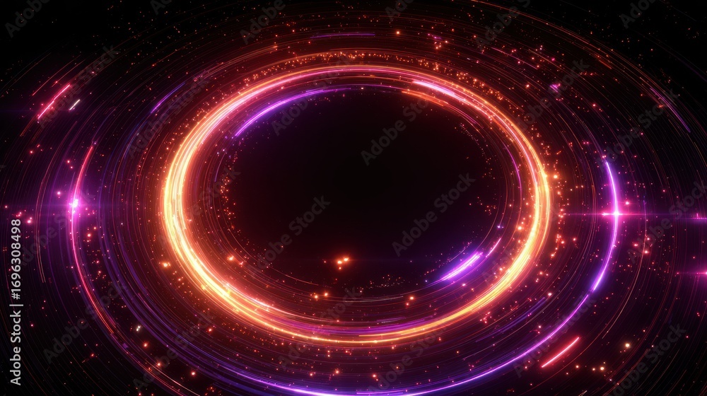 Poster cosmic portal: an artistic depiction of a cosmic portal with a vibrant display of neon lights, ignit