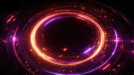Obraz premium Cosmic portal: an artistic depiction of a cosmic portal with a vibrant display of neon lights, igniting the imagination and hinting at the mysteries of the universe.