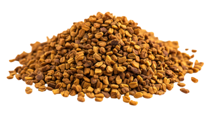 Pile of fenugreek seeds, spice used in cooking and traditional medicine.