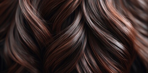 Naklejka premium Detailed view of flowing brown strands accentuating shine, texture, and tonal variation.