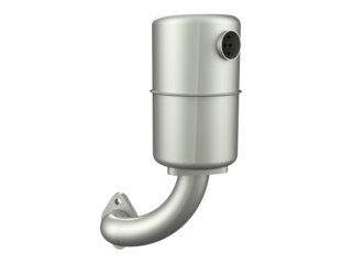 Premium High-Performance Catalytic Converter for Gasoline and Diesel Engines with O2 Sensor Port - Essential Modern Automotive Emission Control Vehicle Part, Isolated on Transparent Background, HD