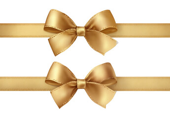Fototapeta premium gold ribbon with bow on transparent background