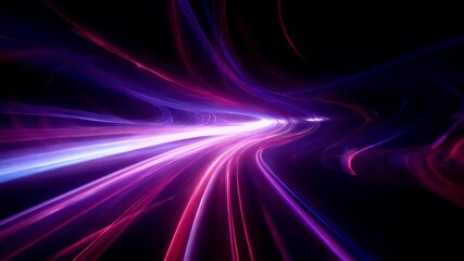 A vibrant, abstract digital artwork featuring neon lights in a swirling pattern. The colors range from deep blues and purples to bright pinks and yellows. - Powered by Adobe