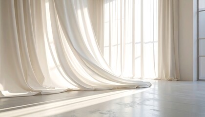 Elegant drapes in a sunlit room