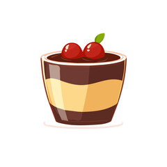 Icon clipart, Minimalistic 2D flat icon featuring pudding cup isolated on a white background, an element in vector and EPS format. clean vector design, simple illustration style