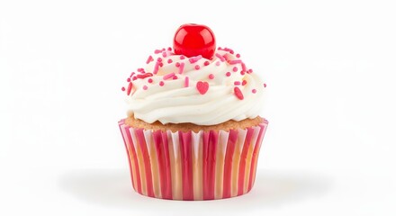 Delicious Cupcake with Cherry on Top Stock Photo