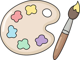 Paint Palette and Brush Illustration
