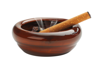 Brown Ashtray Smoldering Cigarette Still Life Tobacco Addiction Nicotine Bad Habit Smoking Indoor