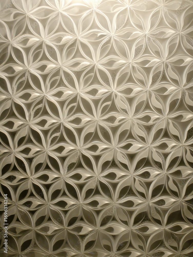 Poster intricate floral pattern design on a textured wall showcasing geometric shapes and shadow play in an