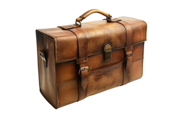 Vintage leather suitcase old travel bag antique luggage brown craftsmanship storage accessory