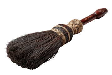 Antique broom close up detail artistic vintage household tool still life rustic cleaning dark moody