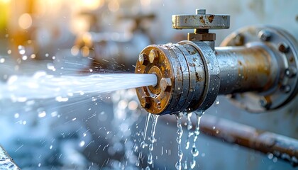 Water jet from a metal pipe