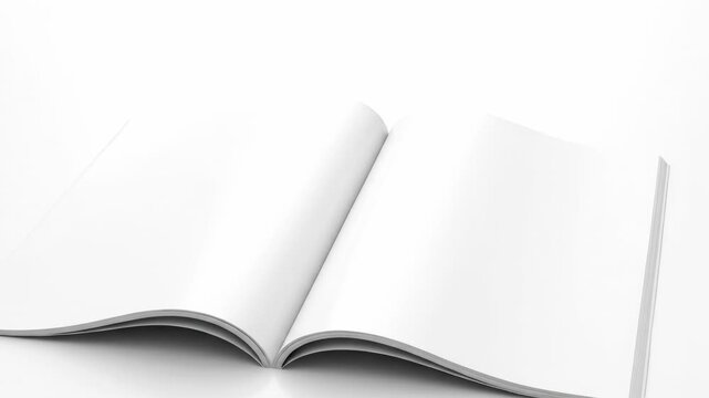 Blank Magazine Mockup - An open, blank magazine mockup rests on a white background, ready for design and content insertion.