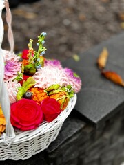 marshmallow flowers in a basket
