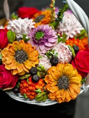 marshmallow flowers in a basket	