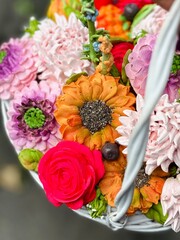 marshmallow flowers in a basket	