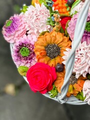marshmallow flowers in a basket	