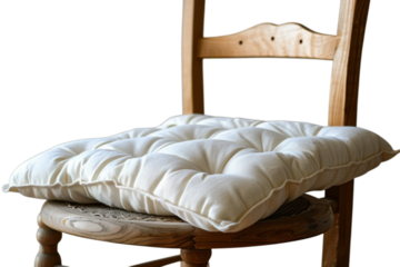 Wooden chair with a plump inviting white cushion comfort and style home d cor furniture seat cozy