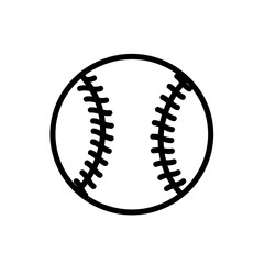 Baseball icon with black outline showcases athletic activity and sporting equipment