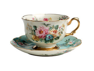 teacup vintage floral elegant tea design