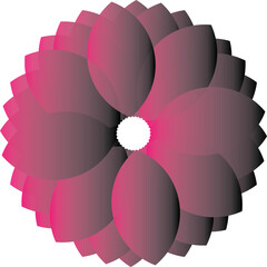 abstract round 3d bloom like shape with pink and dark gradient smooth petals