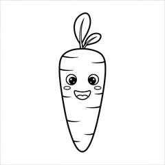 Cheerful Carrot Stick Coloring Page Basic Vegetable Buddy Art for Preschoolers