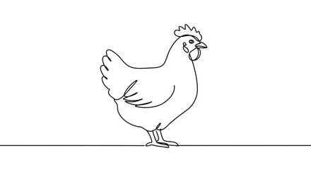 Fototapeta premium Elegant One-Line Illustration of a Chicken, Depicting Simplicity and Farm Life
