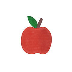 Simple Red Apple with Green Leaf Illustration