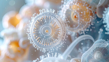 Microscopic marvels of cell: A mesmerizing display unveils a captivating, intricate cellular structure, offering a glimpse into the complex biological world.
