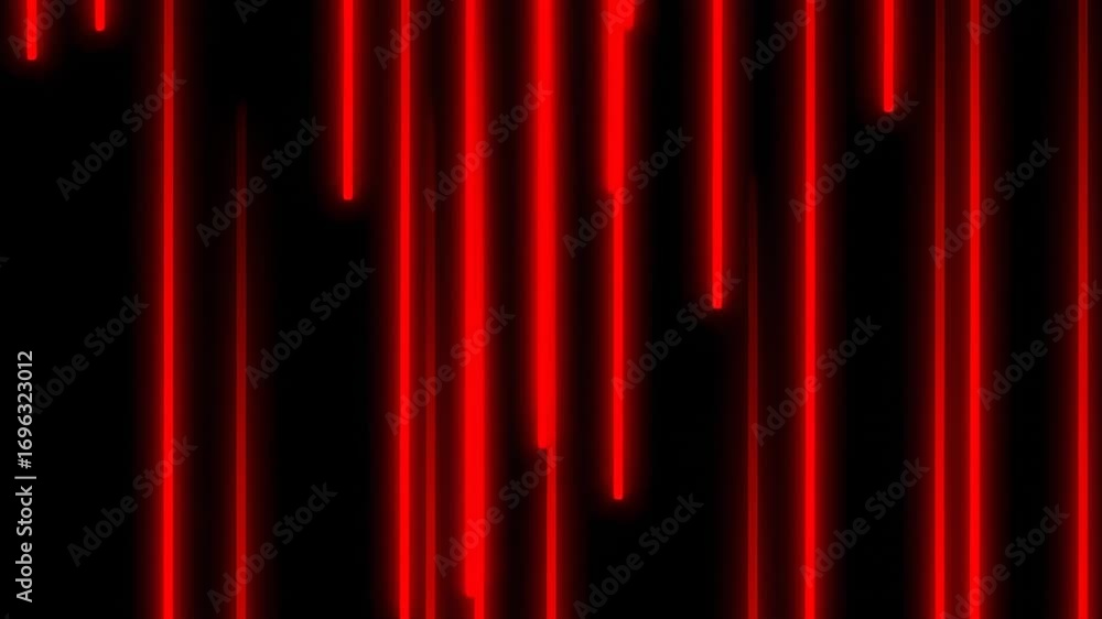 Poster abstract red vertical lines on black - bright red vertical lines descend against a solid black backg