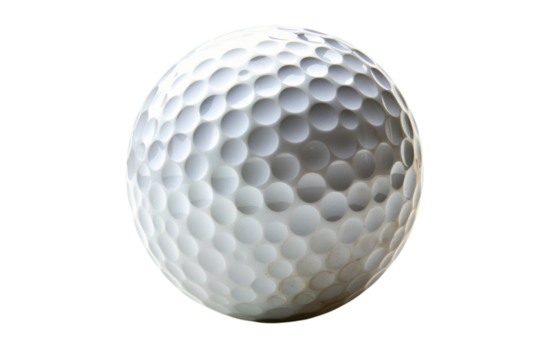 Pristine white golf ball detail close up on black background Sports recreation course game