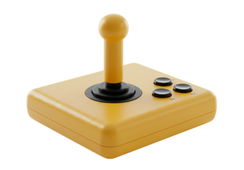 Retro Yellow Joystick Controller Classic Gaming Peripheral on White Background isolated on transparent background