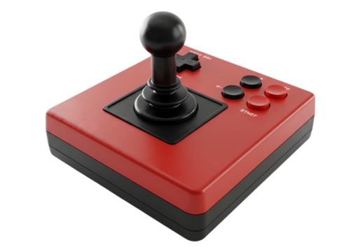 Retro Red Gaming Joystick Classic Controller for Modern Gaming isolated on transparent background