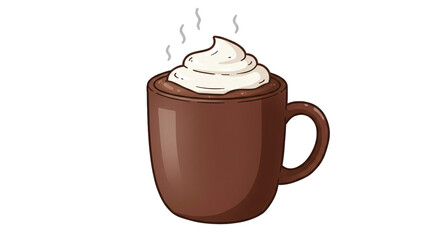 Steaming cocoa drink with whipped cream in a mug delicious beverage sweet treat winter holiday hot drink on transparent background