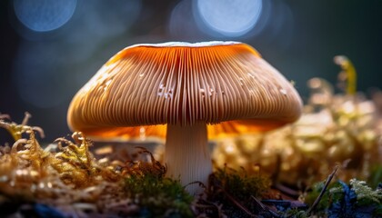 the intricate details of a mushroom showcasing natural textures and forms