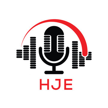 HJE Modern Company logo. HJE Microphone logo design for entrepreneur and business. HJE Music Audio Branding best icon.

