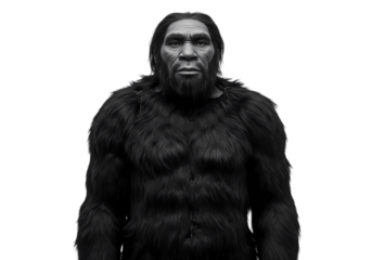 Monochrome Portrait of a Homo Sapiens Reconstruction isolated on transparent background