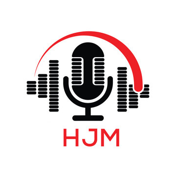 HJM Modern Company logo. HJM Microphone logo design for entrepreneur and business. HJM Music Audio Branding best icon.
