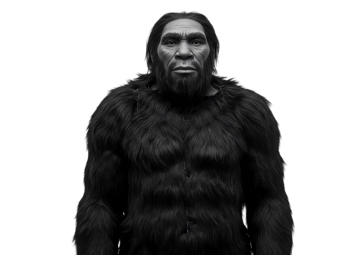 Monochrome Portrait of a Homo Sapiens Reconstruction isolated on transparent background