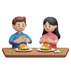 Couple Enjoying Tacos Together On A Date With Transparent Background Animation